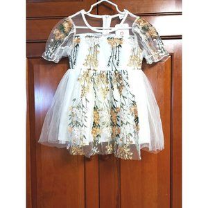 Pat Pat Flower Embroidered Lace Dress Yellow Cream size 12-24 Mos. Wedding
